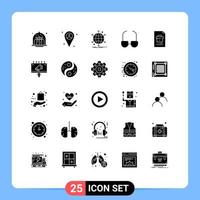 Group of 25 Solid Glyphs Signs and Symbols for corporate view business read web Editable Vector Design Elements