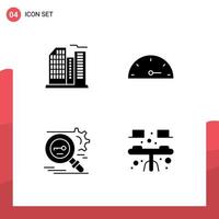 Set of 4 Modern UI Icons Symbols Signs for building research office speed security Editable Vector Design Elements