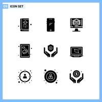 Set of 9 Modern UI Icons Symbols Signs for medical meat android beef share Editable Vector Design Elements