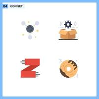 Modern Set of 4 Flat Icons Pictograph of atom clothes box gear footwear Editable Vector Design Elements