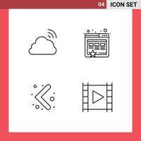 Modern Set of 4 Filledline Flat Colors Pictograph of cloud left spring website media Editable Vector Design Elements