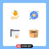 Pack of 4 creative Flat Icons of farming protection global data box Editable Vector Design Elements