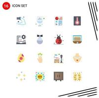 16 Universal Flat Colors Set for Web and Mobile Applications coding temperature measurement mirror temperature page Editable Pack of Creative Vector Design Elements