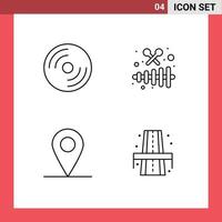 Line Pack of 4 Universal Symbols of devices location laptop music city Editable Vector Design Elements