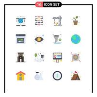 Set of 16 Modern UI Icons Symbols Signs for code web crane page nature Editable Pack of Creative Vector Design Elements