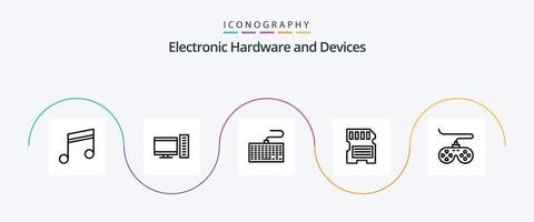 dispositivos línea 5 5 icono paquete incluso dispositivo. Dakota del Sur. hardware. memoria. tarjeta vector