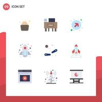 Set of 9 Vector Flat Colors on Grid for game pinball arrows launch spaceship Editable Vector Design Elements