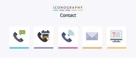 Contact Flat 5 Icon Pack Including contact us. communication. date. outgoing. contact us. Creative Icons Design vector