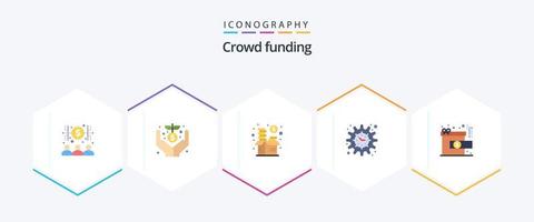 Crowdfunding 25 Flat icon pack including achievement. timeline. funding. project. money vector