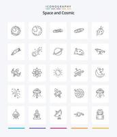 Creative Space 25 OutLine icon pack  Such As moon. planet. system. comet. meteor vector