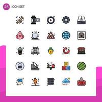 Group of 25 Filled line Flat Colors Signs and Symbols for email universal control setting general Editable Vector Design Elements