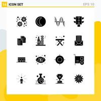 Set of 16 Modern UI Icons Symbols Signs for data document hertz traffic light Editable Vector Design Elements