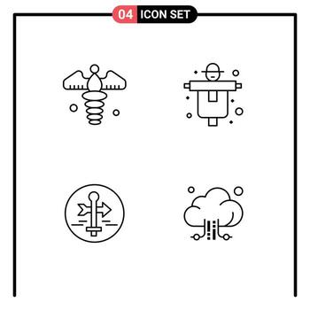 Set of 4 Modern UI Icons Symbols Signs for caduceus guide pharmacy farming map pointer Editable Vector Design Elements