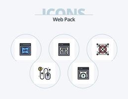 web paquete línea lleno icono paquete 5 5 icono diseño. foto. división pruebas. API. método. pruebas vector