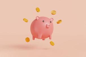 Piggy bank isolated on pink background.Symbol of goals in savings.investing and business.money management.Saving and money growth concept.Dollar.Money box.3D rendering,illustration photo