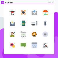 16 Thematic Vector Flat Colors and Editable Symbols of payable medicine kit mail fitness Editable Pack of Creative Vector Design Elements
