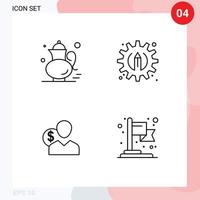 4 Creative Icons Modern Signs and Symbols of tea user gree tea process employee Editable Vector Design Elements