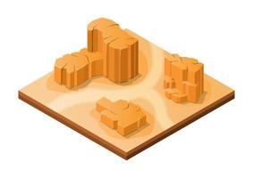 isometric rock mountain in desert vector