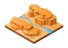 isometric rock mountain in desert vector