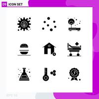 User Interface Pack of 9 Basic Solid Glyphs of coin usa internet american burger Editable Vector Design Elements