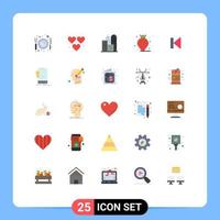 Pictogram Set of 25 Simple Flat Colors of control back play beach berry Editable Vector Design Elements
