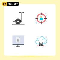 4 Flat Icon concept for Websites Mobile and Apps motor education management target online Editable Vector Design Elements