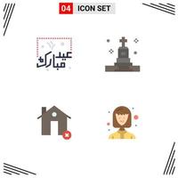 Editable Vector Line Pack of 4 Simple Flat Icons of eid buildings lettering funeral clear Editable Vector Design Elements