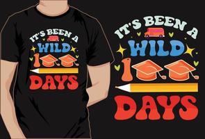 Basic100 days of school colorful t shirt design vector