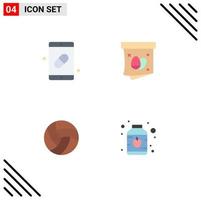 4 Thematic Vector Flat Icons and Editable Symbols of mobile ball medicine gift volleyball Editable Vector Design Elements