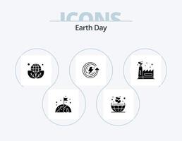 Earth Day Glyph Icon Pack 5 Icon Design. green factory. eco manufacturing. ecology. environmental protection. ecology vector