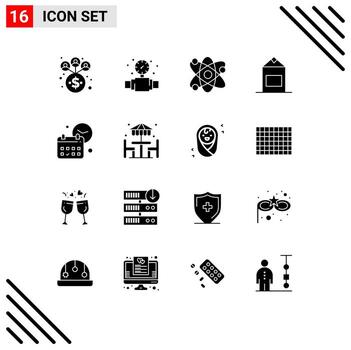 User Interface Pack of 16 Basic Solid Glyphs of time date lab calendar pack Editable Vector Design Elements