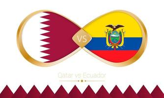 Qatar versus Ecuador golden icon for Football 2022 match. vector