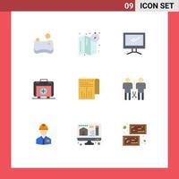 Group of 9 Modern Flat Colors Set for modern business device medical bag Editable Vector Design Elements