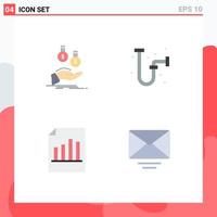 Set of 4 Vector Flat Icons on Grid for coins document payment drain record Editable Vector Design Elements