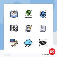 User Interface Pack of 9 Basic Filledline Flat Colors of drawing business lucky blue print ecology Editable Vector Design Elements