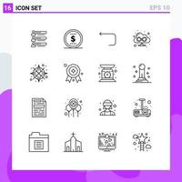 Pictogram Set of 16 Simple Outlines of compass cloud money browser loop arrow Editable Vector Design Elements