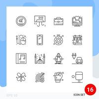 Mobile Interface Outline Set of 16 Pictograms of designer sale hardware percentage monitor Editable Vector Design Elements