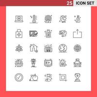 Universal Icon Symbols Group of 25 Modern Lines of human head temperature feeling point Editable Vector Design Elements