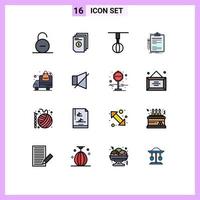 Modern Set of 16 Flat Color Filled Lines Pictograph of business contract invoice whisk home ware Editable Creative Vector Design Elements