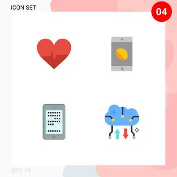 Modern Set of 4 Flat Icons Pictograph of beat coding disabled application mobile cloud computing Editable Vector Design Elements