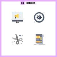 Stock Vector Icon Pack of 4 Line Signs and Symbols for ad back to school online cog education Editable Vector Design Elements