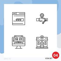 Pack of 4 Modern Filledline Flat Colors Signs and Symbols for Web Print Media such as web gage website building computer Editable Vector Design Elements