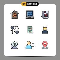 Universal Icon Symbols Group of 9 Modern Filledline Flat Colors of success layout book presentation health Editable Vector Design Elements