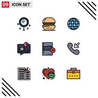 Stock Vector Icon Pack of 9 Line Signs and Symbols for cancel message meal graph banking Editable Vector Design Elements