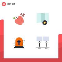 Group of 4 Modern Flat Icons Set for apple connect edit halloween cross internet Editable Vector Design Elements