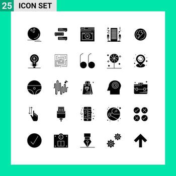 25 Solid Glyph concept for Websites Mobile and Apps love heart conversations error web Editable Vector Design Elements