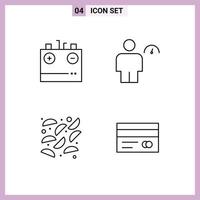 4 Creative Icons Modern Signs and Symbols of battery performance electricity body fried Editable Vector Design Elements