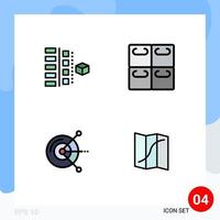 Filledline Flat Color Pack of 4 Universal Symbols of development computing planning seafood hard drive disk Editable Vector Design Elements