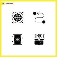 Modern Set of 4 Solid Glyphs and symbols such as globe loading business road computer Editable Vector Design Elements