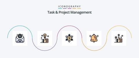 tarea y proyecto administración línea lleno plano 5 5 icono paquete incluso . como. dinero. mano. notificación vector